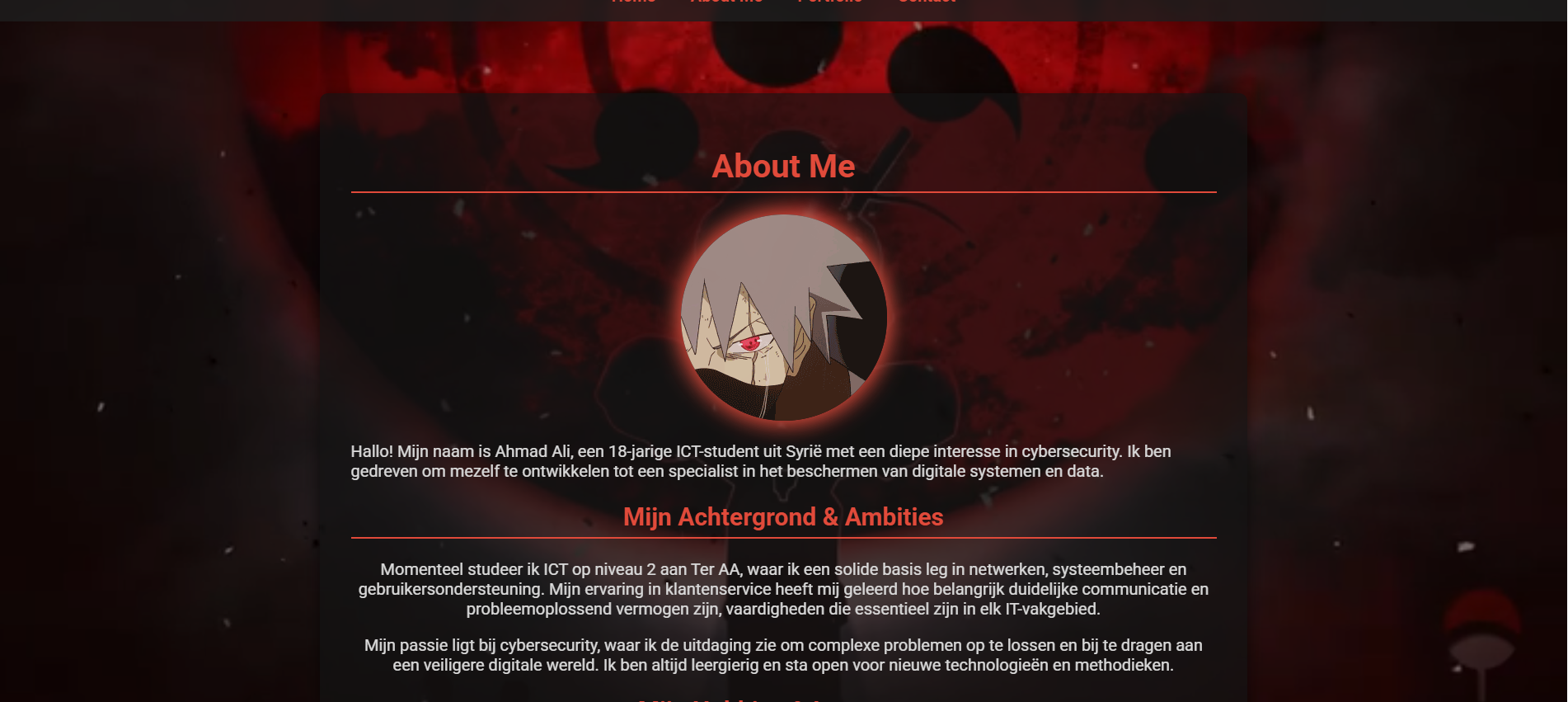 Screenshot of personal website